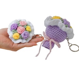 BIMIVAN Mini Crochet Flowers Bouquet - Cute Crochet Keychains For Women - Bad Charms, Purse Charm For Handbag, Keychain Charms - Mother's day, Birthday, Valentine Gifts for Girls, Women, Mom, Wife