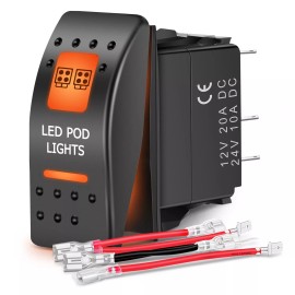 Nilight UTV Led Pod Lights Rocker Switch On Off 5PIN SPST LED Light Bar Switches