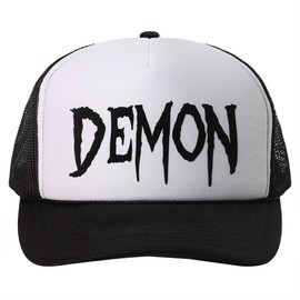 MIRMARU - Gorro de camionero de espuma con 5 paneles con parte trasera de malla para hombres y mujeres., Demon,black/white, One Size