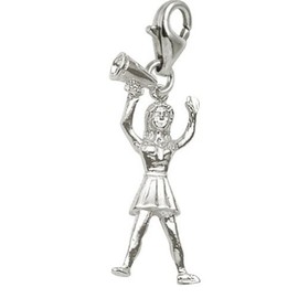 Sterling Silver Cheerleader Charm with Lobster Claw Clasp, Charms for Bracelets and Necklaces