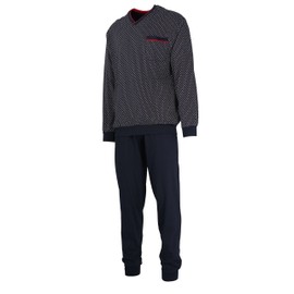 Götzburg Men’s Pyjamas - Long Sleeve, Cotton, Single Jersey Printed Pyjamas with Cuffs - Red - 52