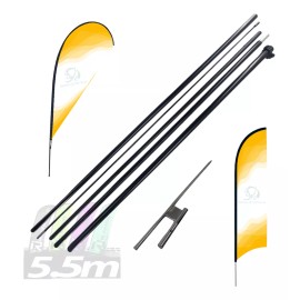 Sesuconsa by Proveer de Mexico Asta De Bandera 5.5m + Base Estaca