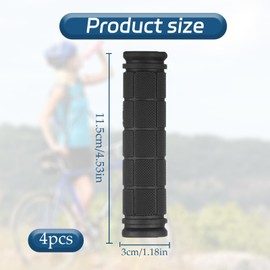 4Pcs Non-Slip Bike Handlebar Grips - Rubber Mountain Bike Grips for MTB, BMX, Scooters & More (Black Set)​