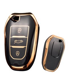 ontto ontto Schlsselhlle Autoschlssel Hlle Passt fr Peugeot 2008 3008 5008 308 508 fr Opel Grandland X Mokka Corsa Insignia TPU Silikon Schlsseletui Schutzhlle Schlsselanh?nger-Gold Schwarz