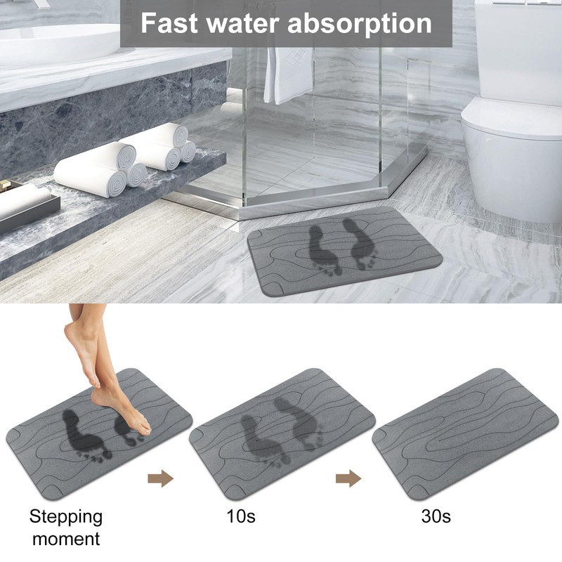 2 Pack Diatomaceous Earth Shower Mat, Stone Bath Mat, Nonslip