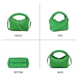 Women Woven Leather Handbag,Manmade Small Lightweight Shoulder Crossbody Bag,Fashion Top Handle Tote Clutch(GREEN)