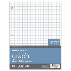 Office Depot Quadrille-Ruled Notebook Filler Paper, 8in. x 10 1/2in, Pack of 80 Sheets, 09271OD