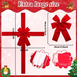 gisgfim 2pcs Christmas Cabinet Door Ribbon Big Red Bow Large Door Lace Christmas Tree Bow Holiday Decorations Christmas Front Door Party Supplies