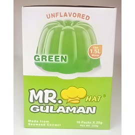 Mr. Hat Gulaman  Unflavored Jelly Powder, 1 Box of GREEN (10 Sachets x 25g)