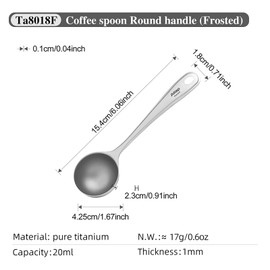 Titanium Coffee Spoon Suitable for Outdoor Camping Hiking Picnic (Frosted, 20ml)