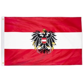 DANF Austria Flag 3x5 Ft - 100D Thicker Polyester - Austrian Coat of arms National Flags Double Stitched Quality 3 X 5 Feet with Brass Grommets Indoor & Outdoor Use