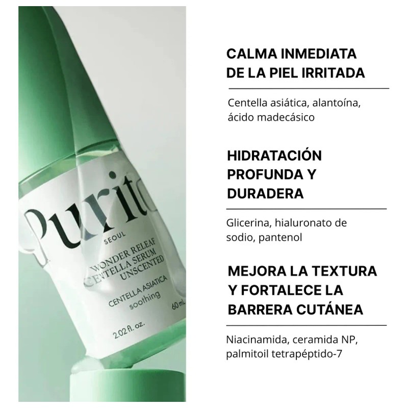 Purito Seoul Wonder Releaf Centella Serum Unscented Mixta Día/noche