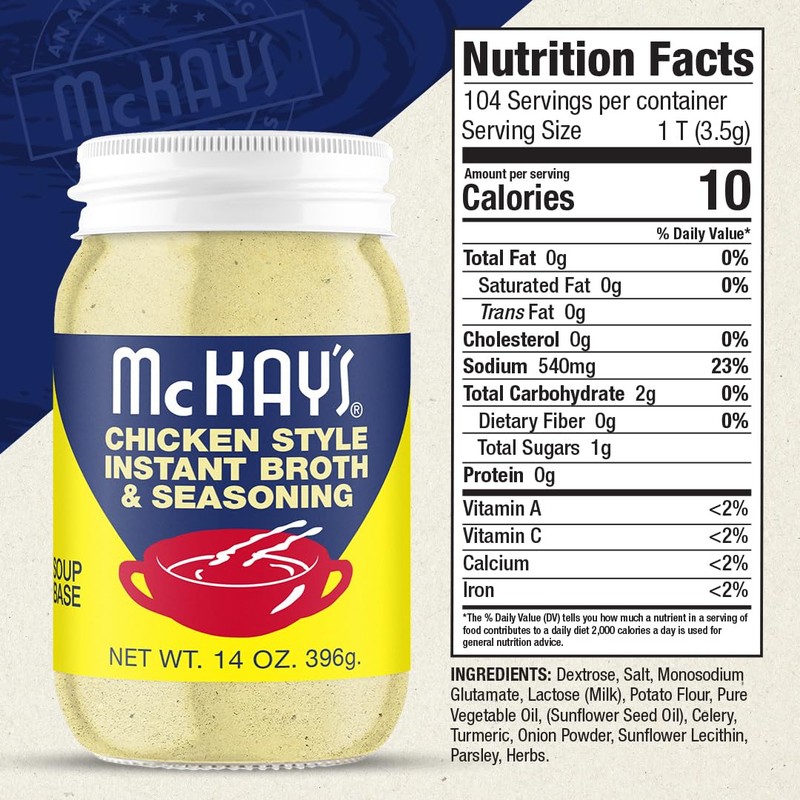 McKay's Chicken Flavored Soup Seasoning, Gluten Free, Vegetarian Instant Broth,