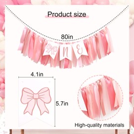 Bandera de una silla alta con lazo rosa con lazo para el primer cumpleaños, decoración de primer cumpleaños, decoración de primer cumpleaños, fiesta temática de coqueta, accesorios para fotos