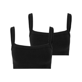 florence by mills Women's Softie Seamless Bralette 2 Pack, Black/Black, XX-Large