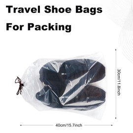 100 Pcs transparent Shoe Bags for Travel,11.8“ x 15.7”,Drawstring Travel Shoe Bags for Packing,Waterproof Dustproof Portable Travel Shoe Storage Bag for Men and Womens Per Piece