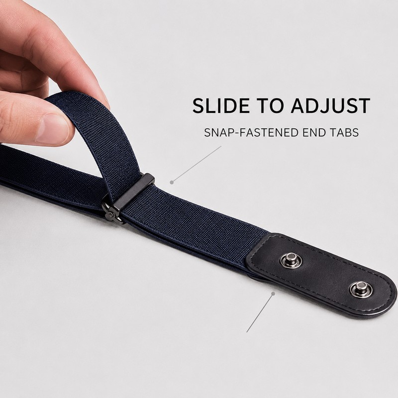2-Pack No-Buckle Elastic Belts for Men & Women, Adjustable 1.38-Inch