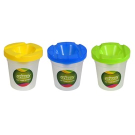 Cricco - Brush cup with leakage protection - for children, students, creative work - Cup with lid - Painting items - Leak-proof - with water protection - Round - Transparent - Plastic - 180 ml