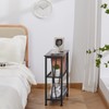 Narrow Side Table, End Table with 3 Tier Storage Shelves,
