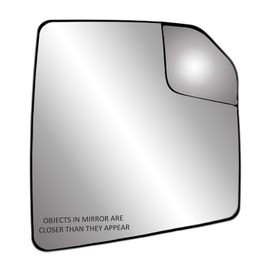 Passenger Side Heated Mirror Glass w/Backing Plate, Ford F150, Adjustable spot Mirror, w/o Tow pkg, w/o auto dimming, w/o Blind spot Detection System, 7 15/16" x 7 3/16" x 9 1/2"