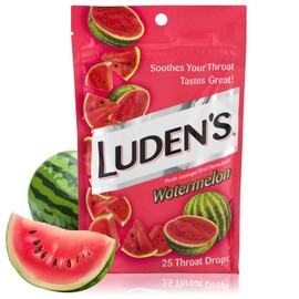 Luden's Watermelon Cough Throat Drops, Pectin Lozenge/Oral Demulcent, 25-Count per Pack (2-Pack)