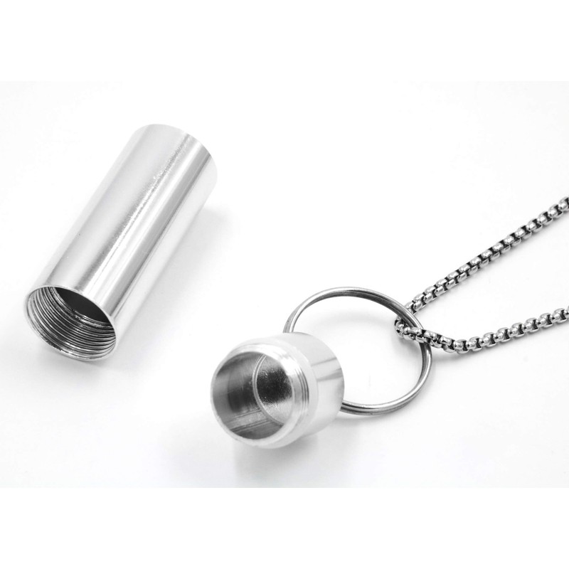 XP Design Portable Pill Case Necklace Pendant Keychain Aluminum Stainless
