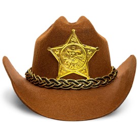 Blue Panda Mini Cowboy Hat, Pet Costume Accessory, Adjustable Sizing (7.5 x 6 x 3.5 in, Brown)