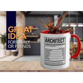 Architect Two Tone Red Edition 11oz - Architect Information Nutri Fact - Interior Designer Architectur Contractor Drafter Civil Engineering Student Teacher Home Living Family