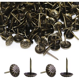 500Pcs Upholstery Tacks, BetterJonny Decorative Furniture Nails Pins Bronze Metal Thumb Tacks for Upholstered Furniture Cork Board, Home Decor(17X11MM)