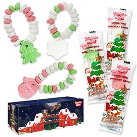 30 Pack Christmas Candy Bracelets - Individually Wrapped Christmas Holiday Themed Designs & Delicious Flavor -Bulk Christmas Candy Use For Stocking Stuffers, Party Favor, Classroom & Office Treats, Candy Jar Fillers