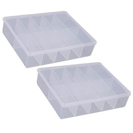 2 Pieces Nail Storage Box Case Nail Organizer Box Case Jewelry Storage Organizer Box Rectangle Nail Storage Box Case 10 Grid Nail Display Box Rhinestone Organizer Container Case, Clear