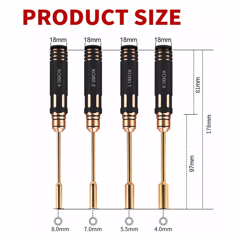Buddy RC Hex Nut Screw Driver Set Titanium Nitride Coated4.0mm