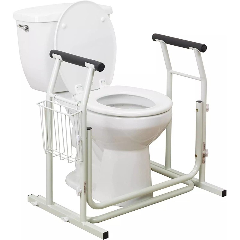 Drive Medical MDS Stand Alone Toilet Safety Rail, White, EA