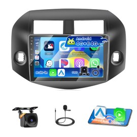 [4+64G] Hikity Android 15 Car Stereo for Toyota RAV4 2007-2012 with Wireless Carplay Android Auto, 10'' IPS Touch Screen Radio Bluetooth Mirror Link GPS WiFi SWC AI DSP/FM/RDS/32EQ Backup Cam+Mic
