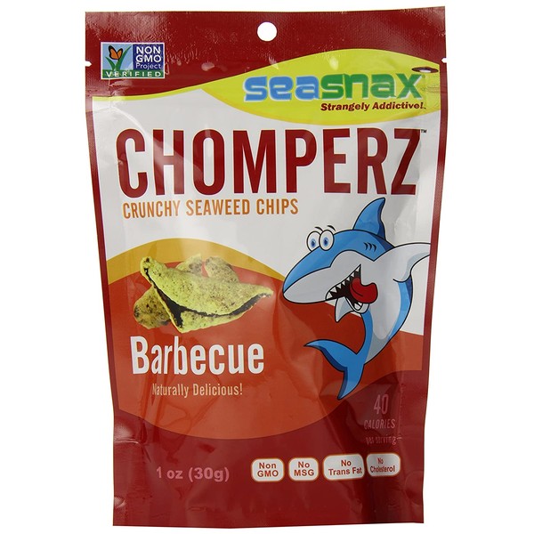 SeaSnax Chomperz Crunchy Seaweed Chips, Barbecue, 1 Ounce