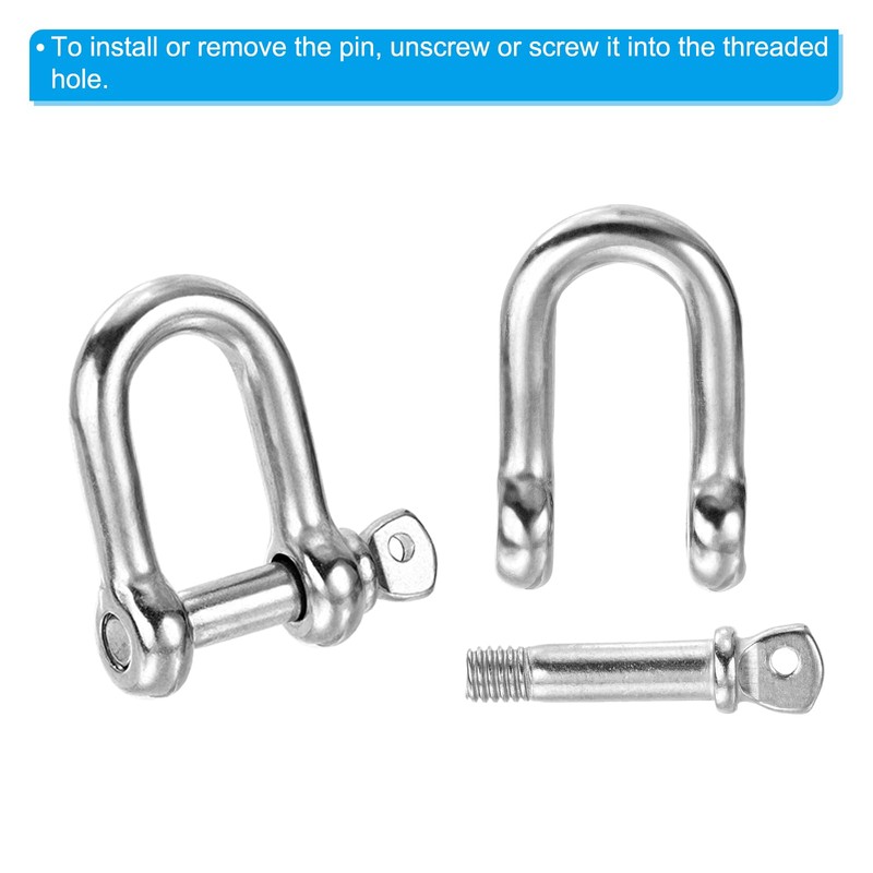 PATIKIL 2pcs M6 6mm 440lbs Screw Pin Shackles 304 Stainless
