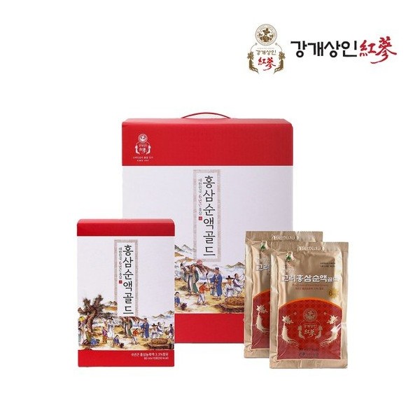 Ganggaesangin Red Ginseng Korean Red Ginseng Pure Liquid Gold 80mlx60 sachets, 60-day supply, 1 set / 강개상인홍삼 고려홍삼순액골드 80mlx60포60일분 1세트