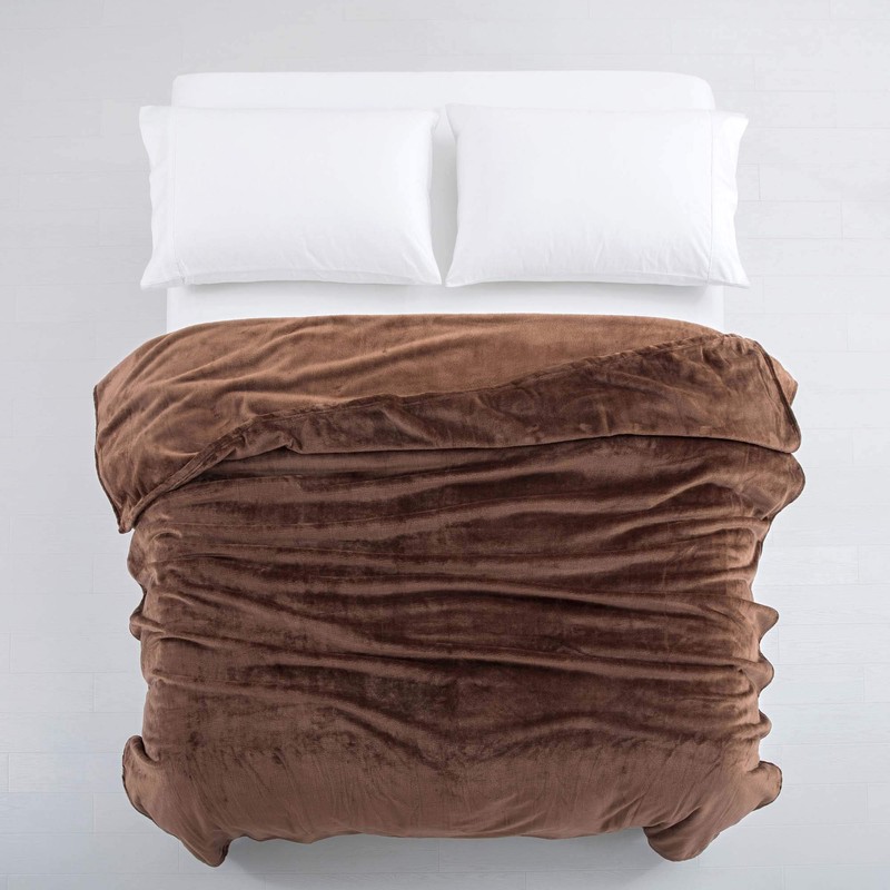 MOONLIGHT20015 Fleece Blanket Throws for Sofas - 400 GSM Brown