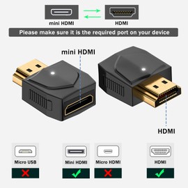 QIANRENON HDMI to Mini HDMI 8K Adapter Converter UHD 2.1 HDMI Male to Mini HDMI Female Gold Plated Connector, 3D 8K@60Hz/4K@120Hz, LED light, for Laptop HDTV Monitor Projector Digital Camera, 2Pcs