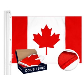G128 Combo Pack: American USA Flag ToughWeave Series 5x8 Ft Single Sided & Canada Canadian Flag Double Sided 5x8 Ft Double ToughWeave Series | Both Embroidered Polyester, Brass Grommets