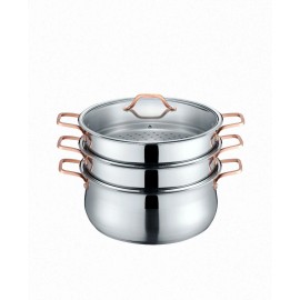 CONCORD Premium Stainless Steel Tier Steamer w/Rose Gold Handles 22cm - 34cm