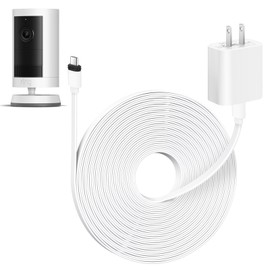 ALERTCAM 25ft Weatherproof Power Adapter for 𝐑𝐢𝐧𝐠 Spotlight Cam Plus/Pro (Battery) and Outdoor Cam Plus (Battery), Flat USB-C Power Cord for Continuous Power Supply to Security Camera, White