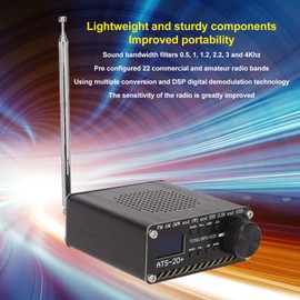 ATS-20 Si4732 Full Band Radio Receiver, FM AM LW SW SSB World Band Receiver with Speaker, Antenna, Aluminum Alloy Case Portable Shortwave Radio Receiver for Outdoor Camping Home