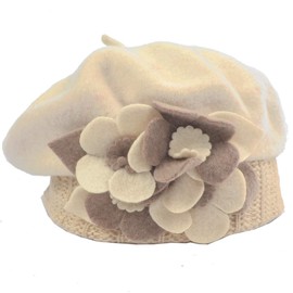 Ruphedy Women's Beret Hat Chic French Beret Beanie Wool Dress Winter Hats Hy022 (Hy023-Cream)