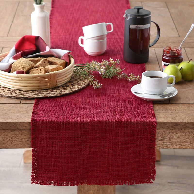 DII Linen Tabletop Collection Machine Washable, Table Runner, 14.5x72, Cranberry