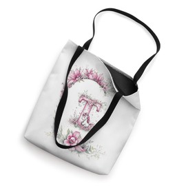 Floral Pink Monogrammed Letter T Initial Unicorn & Flowers Tote Bag
