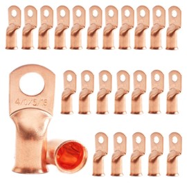 25pcs 4/0 AWG-5/16(M8) Battery Lugs,Ring Terminals,Terminal Connectors,Heavy Duty Cable Lugs,4/0 Gauge Copper Ring Terminals Battery Cable Ends