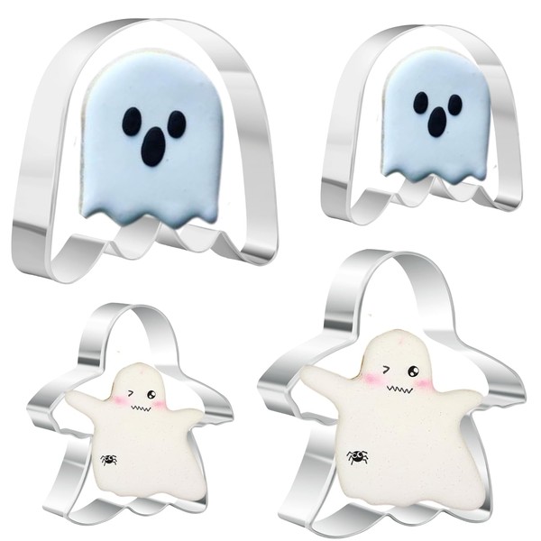 Orapink Halloween cookie cutter set, 4Pcs Ghost Shape Stainless Steel