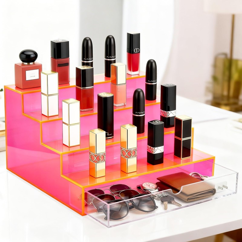 Perfume Organizer for Women Acrylic Perfume Display Shelf with Drawer