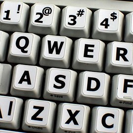 ENGLISH US LARGE LETTERING (UPPER CASE) LABELS for KEYBOARD WHITE BACKGROUND for DESKTOP, LAPTOP and NOTEBOOK